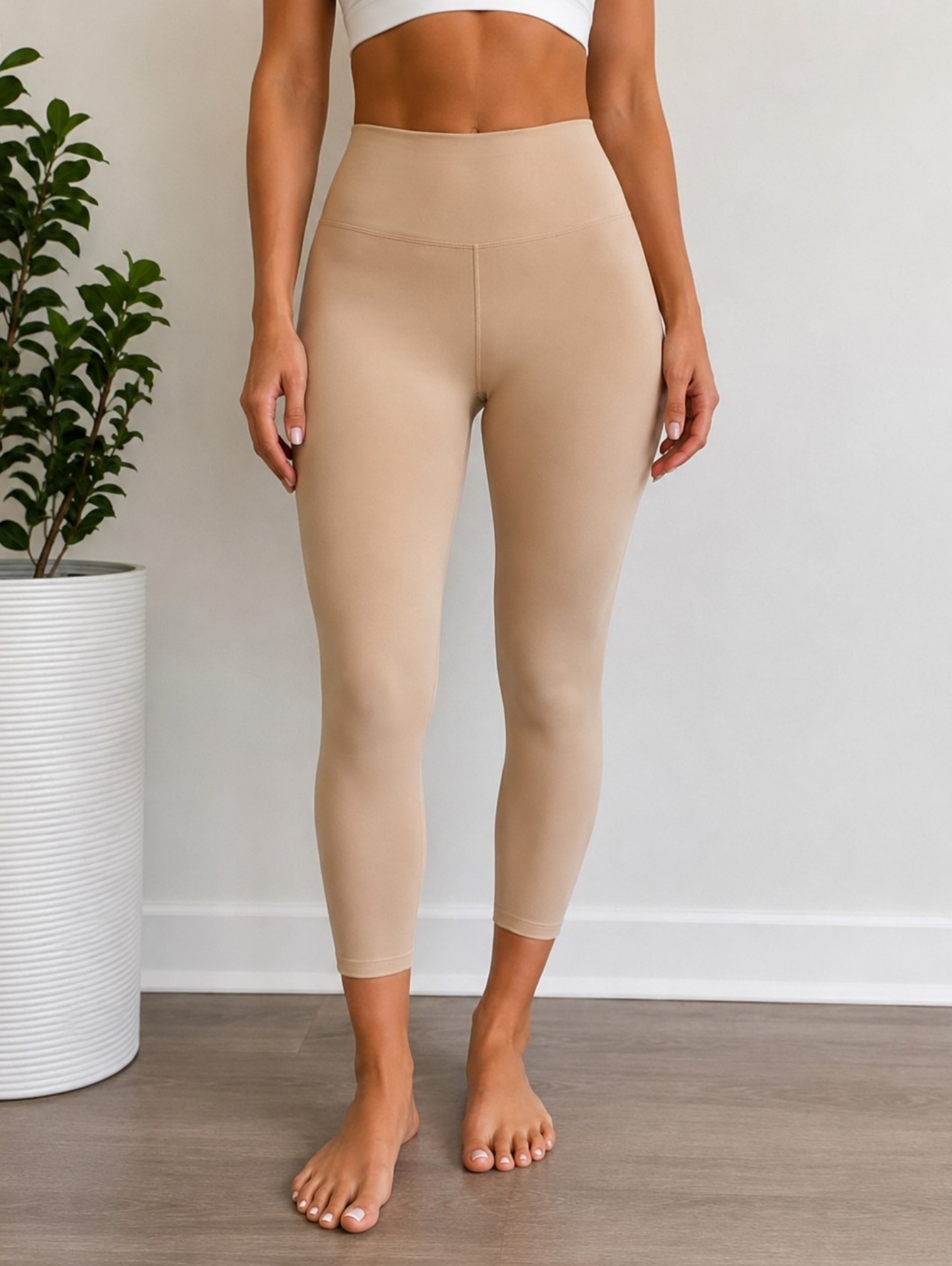 Lululemon Align High-Rise Crop Leggings Beige Nude Size 8 Yoga Athletic